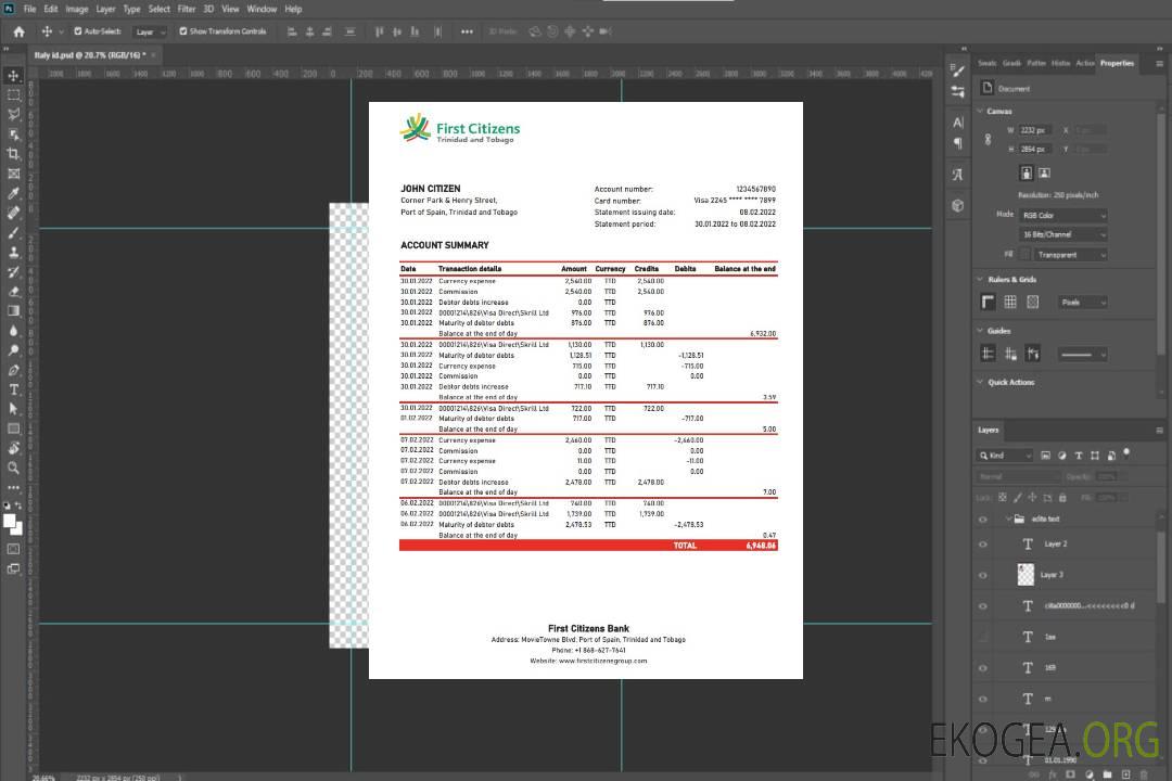 Relevé bancaire des premiers citoyens de Trinité-et-Tobago xls template Relevé bancaire des premiers citoyens de Trinité-et-Tobago xls template